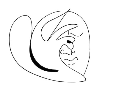 悲伤或睡眠或疲惫-人的情绪脸，手画插图一行