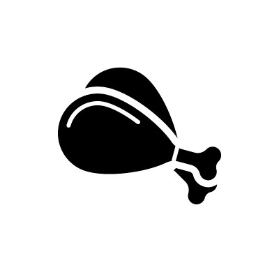 Chicken leg black icon on white background