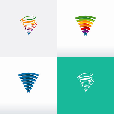 Set of Tornado logo symbol isolated, Abstract Hurr