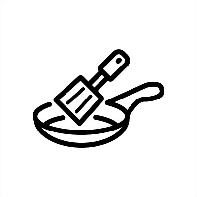 平底锅和抹刀，煎锅，图标，矢量设计的潮流