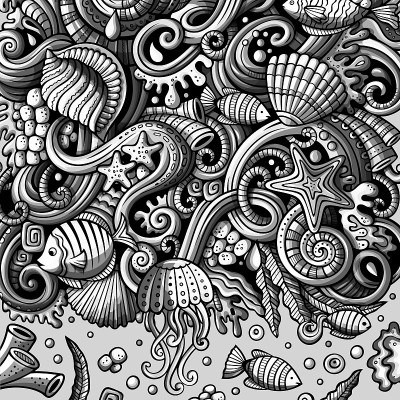 卡通手绘涂鸦水下生活插图