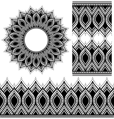 Vector set with baroque ornaments in Victorian sty