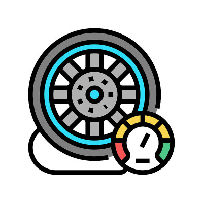 汽车车轮充气彩色图标矢量插图