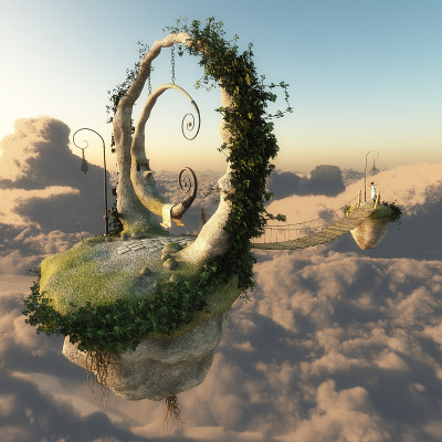 一个浮动岛屿的插图