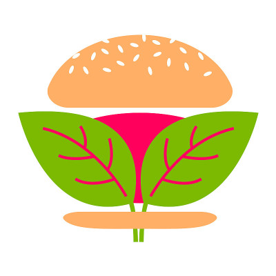 超越肉类矢量图标。植物性的汉堡包。用绿叶代替肉片。由植物制成的素食产品。