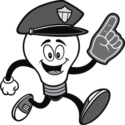 警察灯泡运行与泡沫手指插图