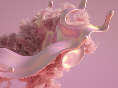 美丽的背景与珠子，粒子和模拟。3d渲染，3d渲染。
