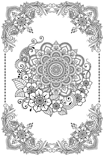 Stylized with henna tattoo decorative pattern for 