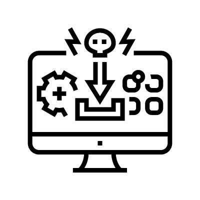 小狗网络犯罪线图标矢量插图