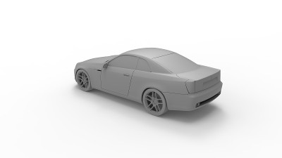 一辆豪华轿车的3D渲染汽车孤立在白色的工作室背景