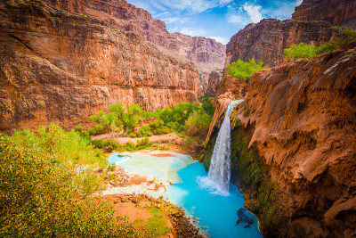 亚利桑那州Havasu瀑布。大峡谷