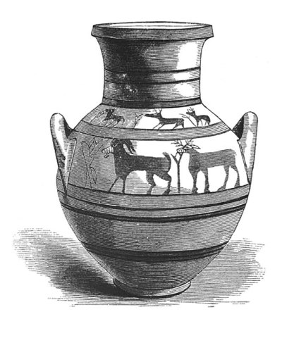 古董插图-花瓶从腓尼基坟场在达尔