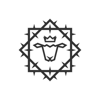 基督教的插图。教堂的标志。上帝的羔羊戴着王冠，戴着荆棘王冠。