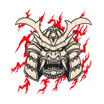 武士头盔。设计元素海报，卡片，横幅，t恤。矢量图