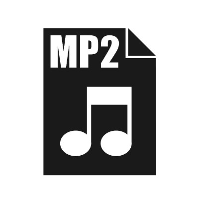 MP2黑色文件图标，平面设计风格