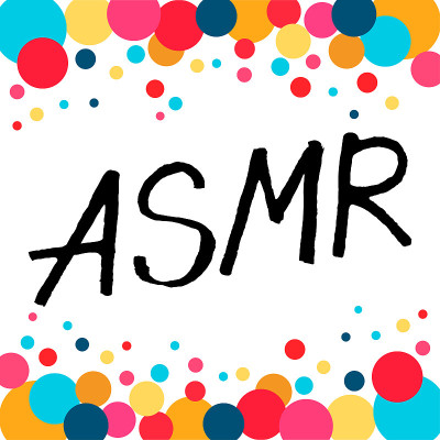 ASMR手写字母的背景与多色圈。播客、广播、网络广播、访谈。播客频道标志。设计海报，t恤，横幅，打印
