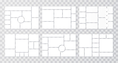 Moodboard网格。照片拼贴模板。矢量插图。