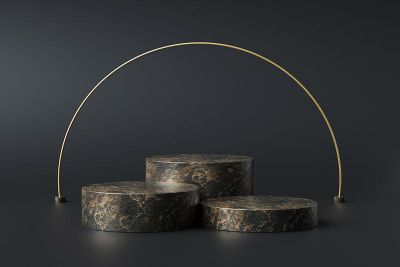 Black marble product display on luxury background 
