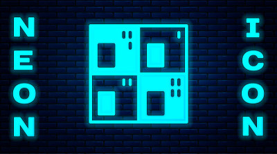 Glowing neon Periodic table of the elements icon i