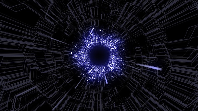 3D未来数字隧道波旅行HUD与数字电路板背景ver1的4
