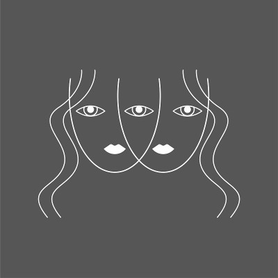 一张女脸裂开的海报。黑白插图