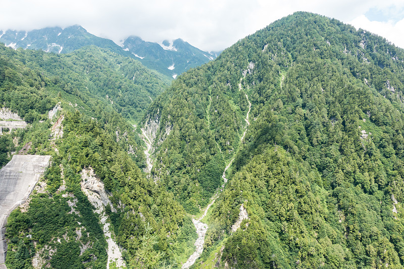 美丽的自然，群山，小山映衬着蓝天。