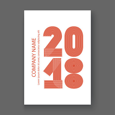 封面2017年年报数字，现代设计红色的牛皮纸背景，2017年以细线条纹极简，数字用钢笔书写，矢量插图