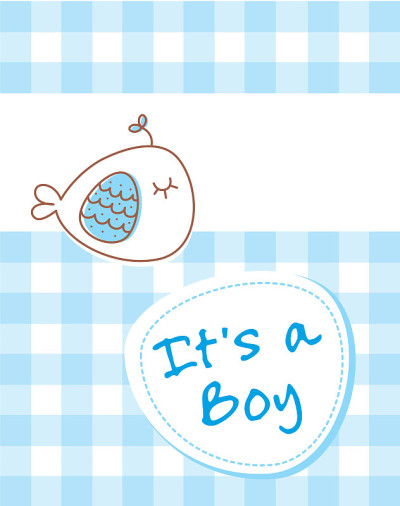 cute whale fish baby boy arrival announcement card
