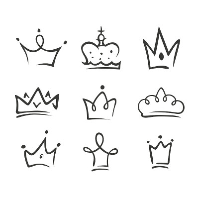 Graphic modernist element drawn by hand. royal cro
