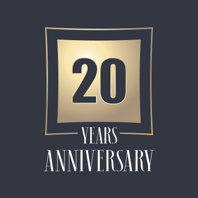 20周年纪念庆祝矢量图标