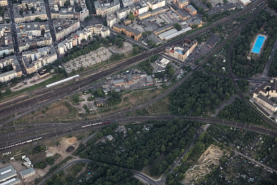 马格德堡铁路交叉口鸟瞰图