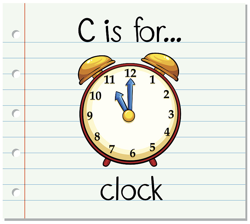 识字卡片上的字母C代表时钟