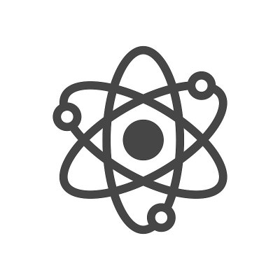 原子图标。平面矢量插图孤立在白色背景。