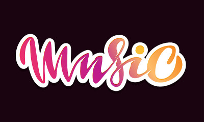Music - cute hand drawn doodle lettering label pos