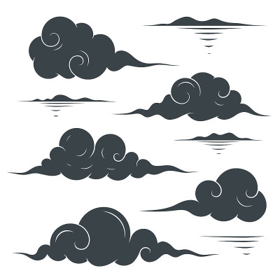 Traditional cloud elements. asian style. Vector il