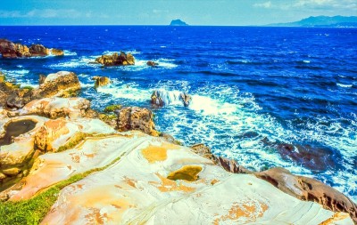 台湾海岸独特的岩层，野柳地质公园