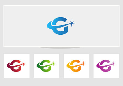 Spark G标志设计。G字母标志设计采用火花概念。
