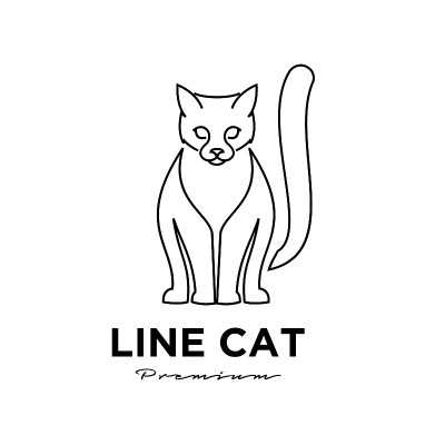 黑猫宠物线轮廓标志矢量图标插图孤立设计