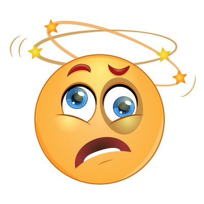 打表情符号看星星在他的头上