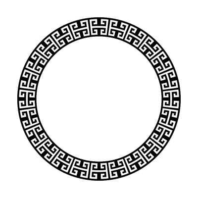 Greek key round frame. Greek border. Vector