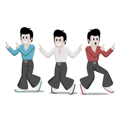 funny retro dancing cartoon boy