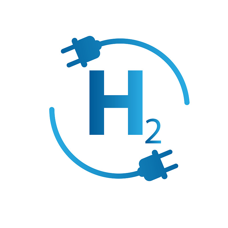 H2氢燃料电池图标。氢能源生产。向量