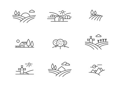 Country landscape icons