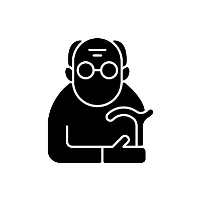 男性退休人员黑色符号图标