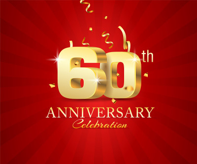 60th 3d Anniversary celebration banner with festiv