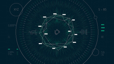高技术的大数据采集和整理，数字信息云，矢量插图