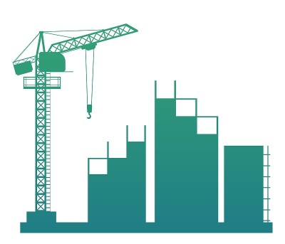 建造一座新大楼。轮廓。起重机和拖拉机。现代化的技术和设备。孤立在白色背景插图向量