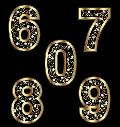金色数字与漩涡装饰
