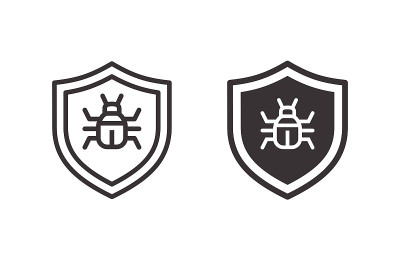 反病毒图标在白色的背景。矢量插图。