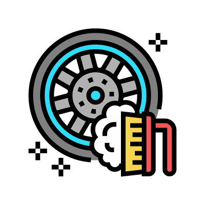 清洗洗车车轮颜色图标矢量插图